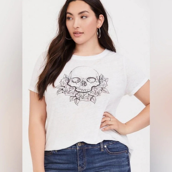 Torrid • White Burnout Skull Tee - Picture 1 of 9